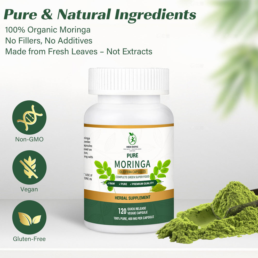 MEDI BOTIC Moringa leaves drying process preserving natural antioxidants and vitamins.