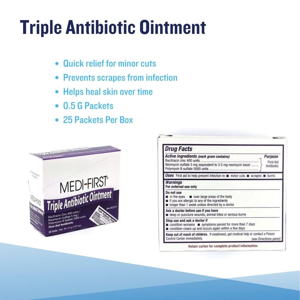 Medi-First ointment applied to skin to cover minor cuts.
