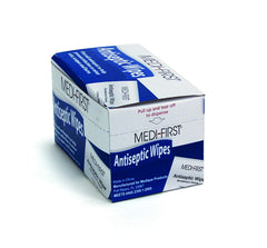 Medi-First antiseptic wipe box for quick skin cleaning and hygiene