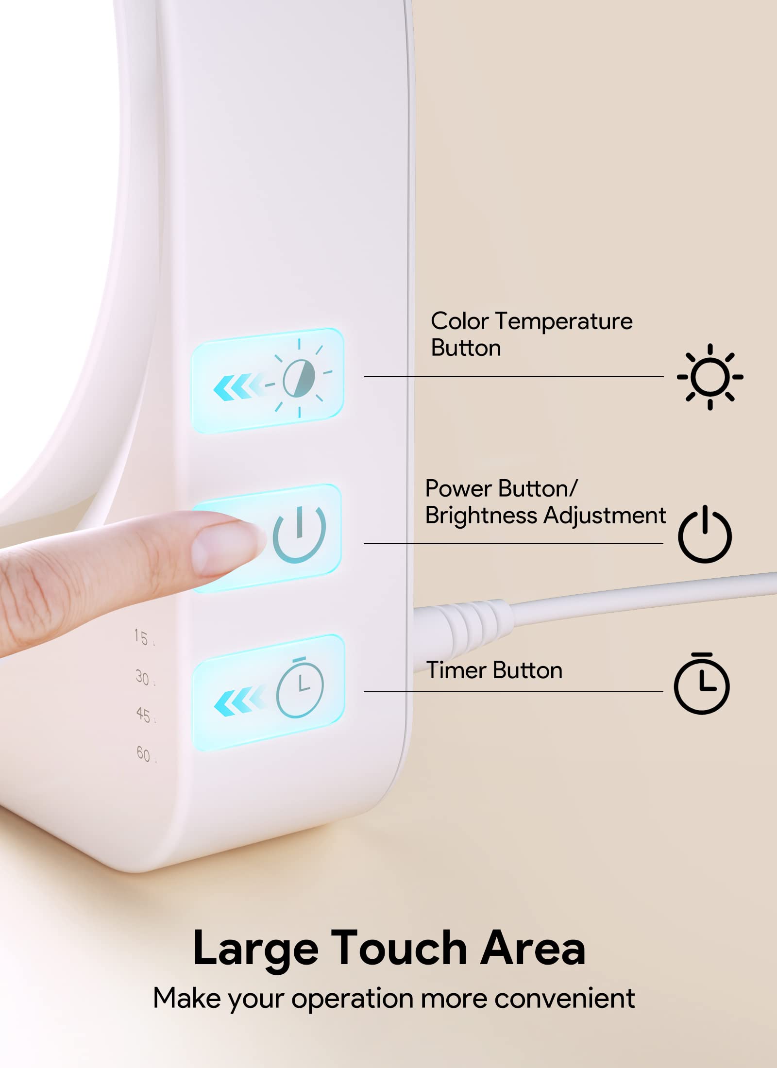 MediAcous lamp offers 4 brightness levels for task-specific illumination.