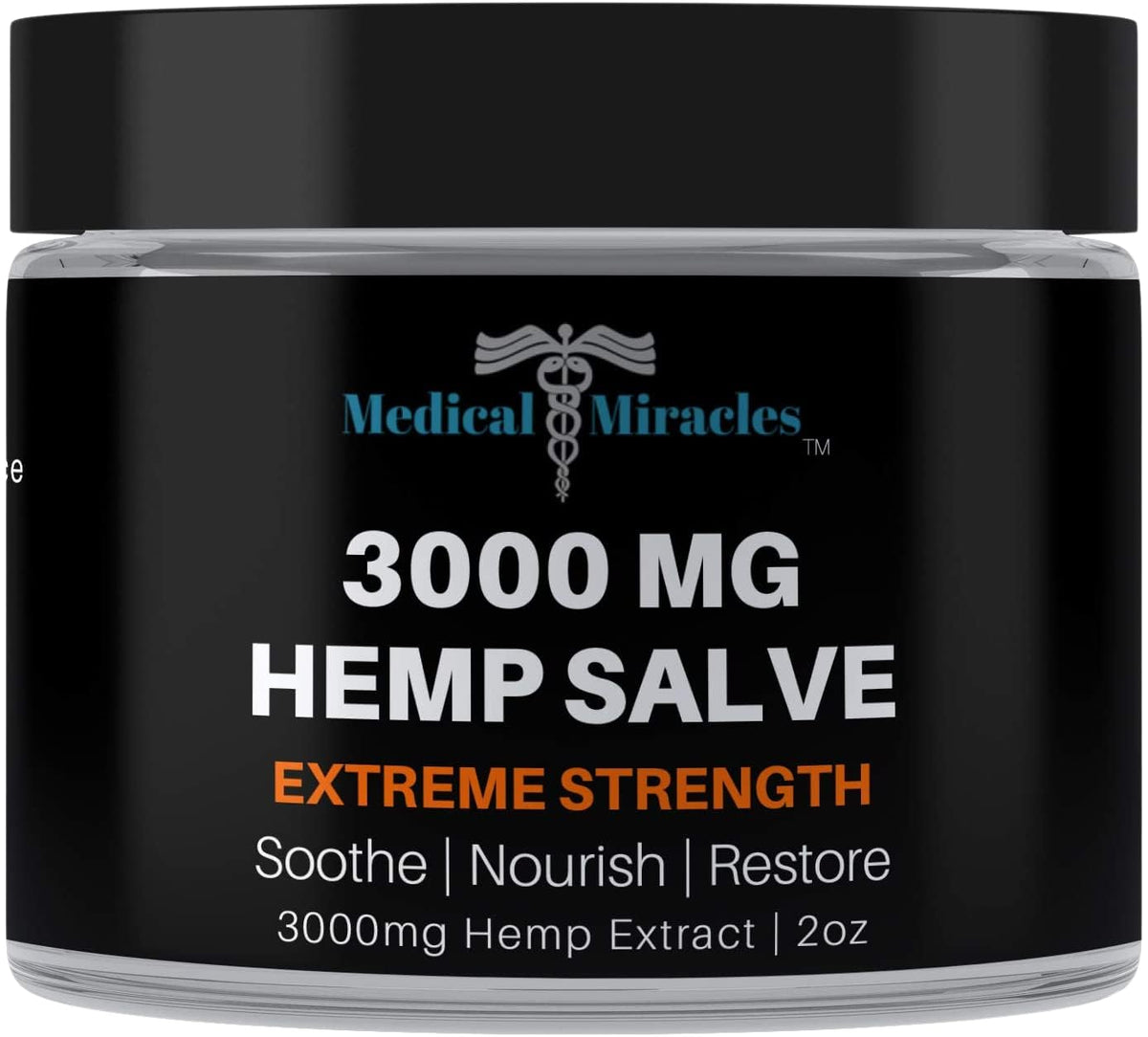 Medical Miracles Hemp 3000mg salve bottle highlighting premium formula for targeted joint comfort