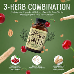 Medicine Man Uric Acid Pill label closeup emphasizes clean, organic ingredients.
