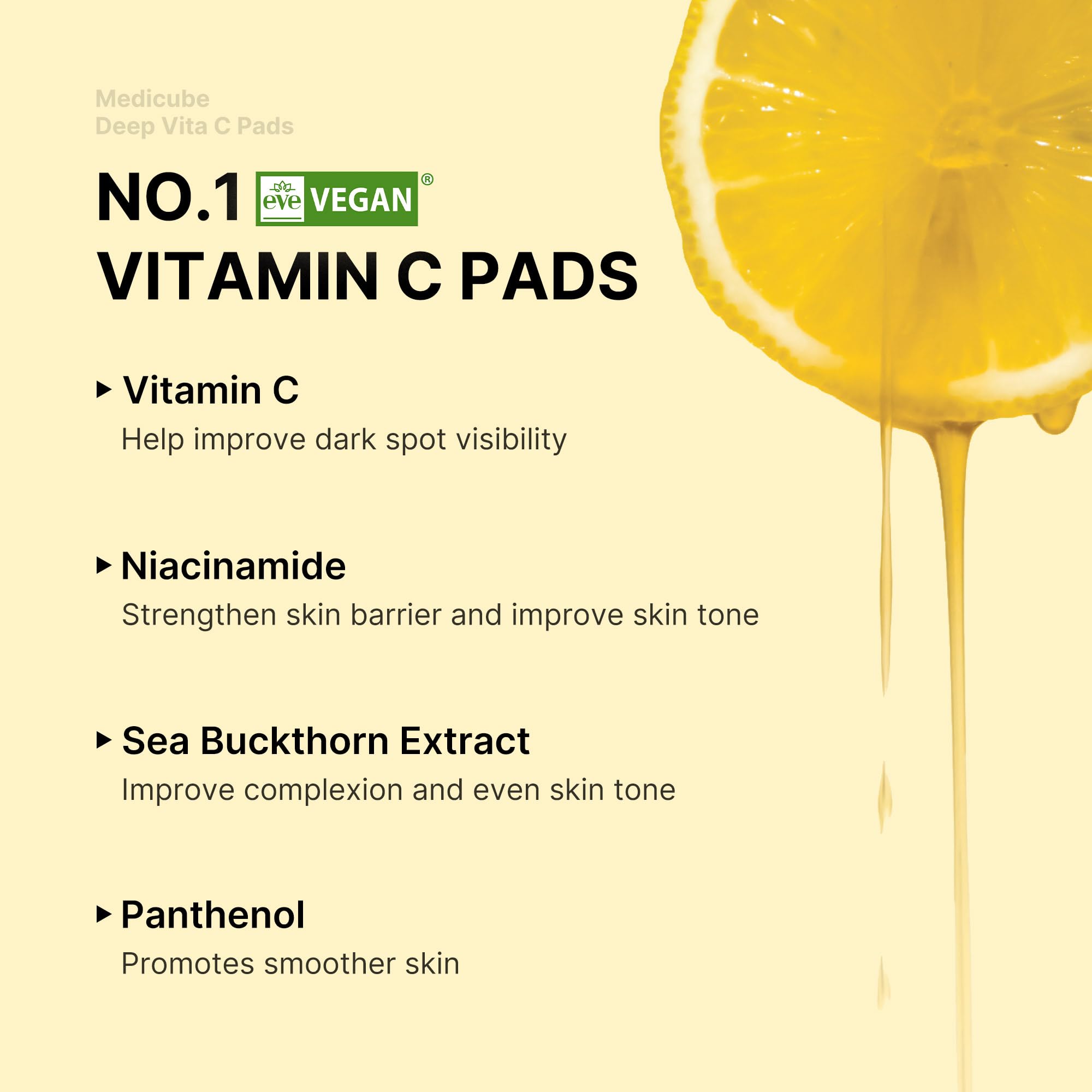 Medicube Deep Vita C Pad vitamin water blend for brighter, more even skin.