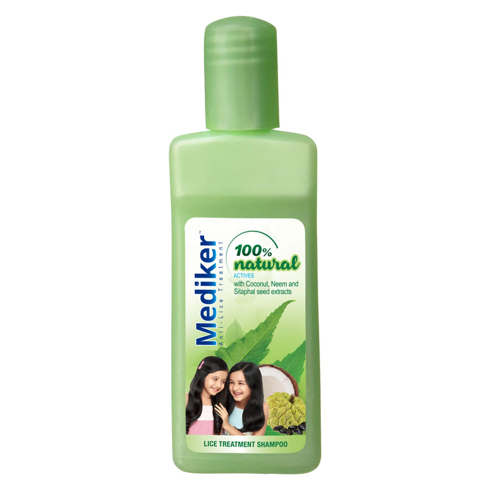 Mediker anti-lice shampoo bottle with neem and coconut for gentle cleansing