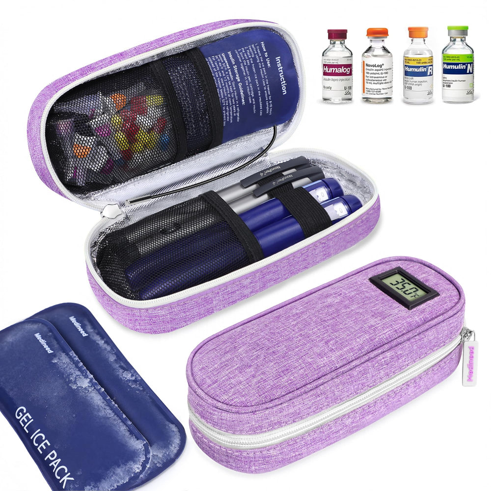medineed estuche para insulina con pantalla de temperatura, lectura fácil sin abrir.