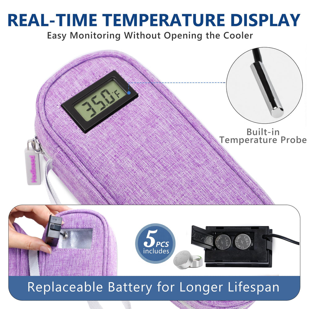 medineed estuche insulina tsa aprobado para viajar con dos packs de hielo reutilizables.