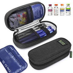 Medineed insulin cooler case with temperature display for easy monitoring on the go