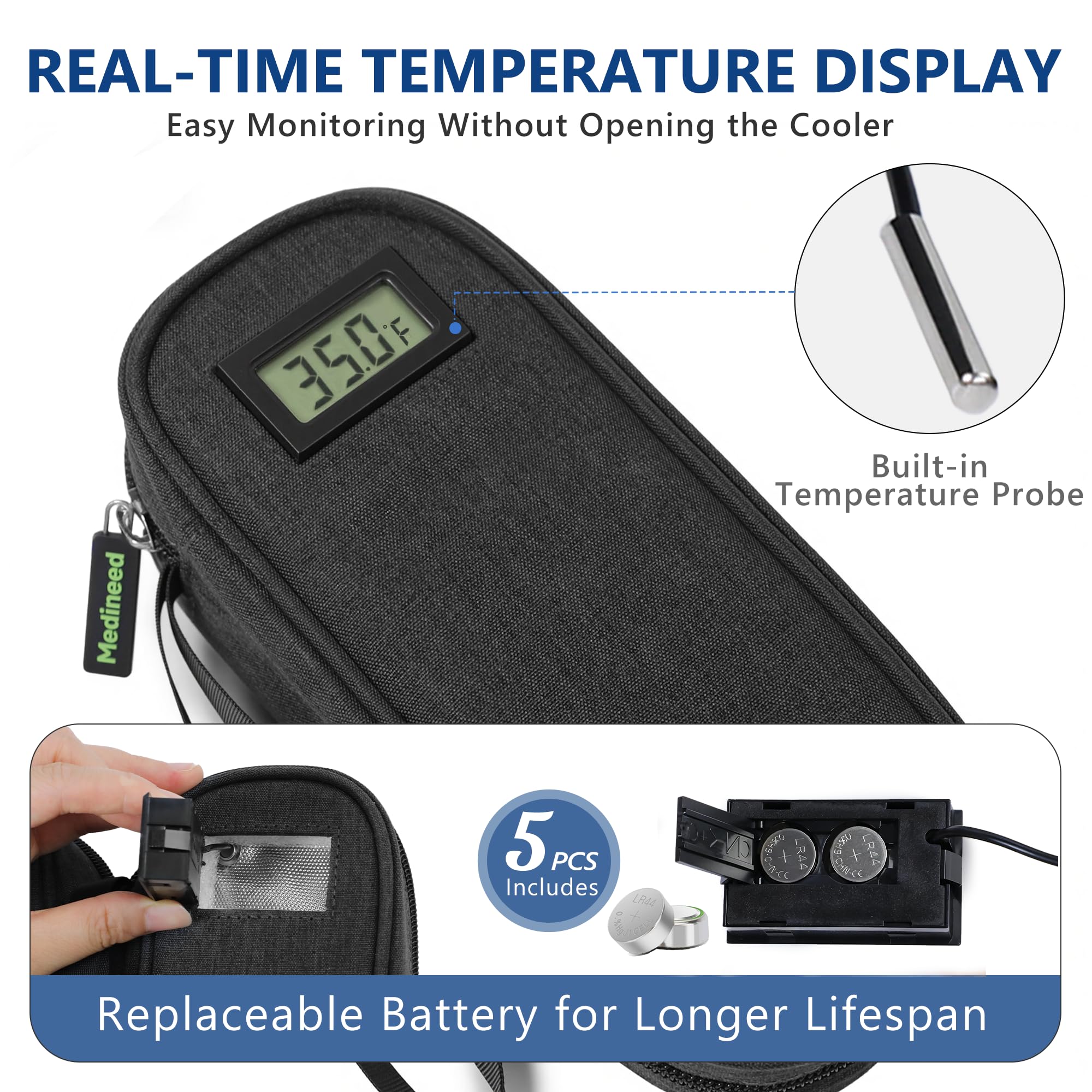 Medineed insulin cooler case TSA approved for hassle-free travel with cooling packs
