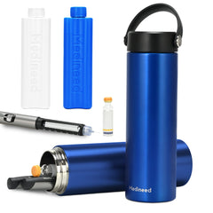 Medineed insulin cooler travel case blue front view for easy travel storage