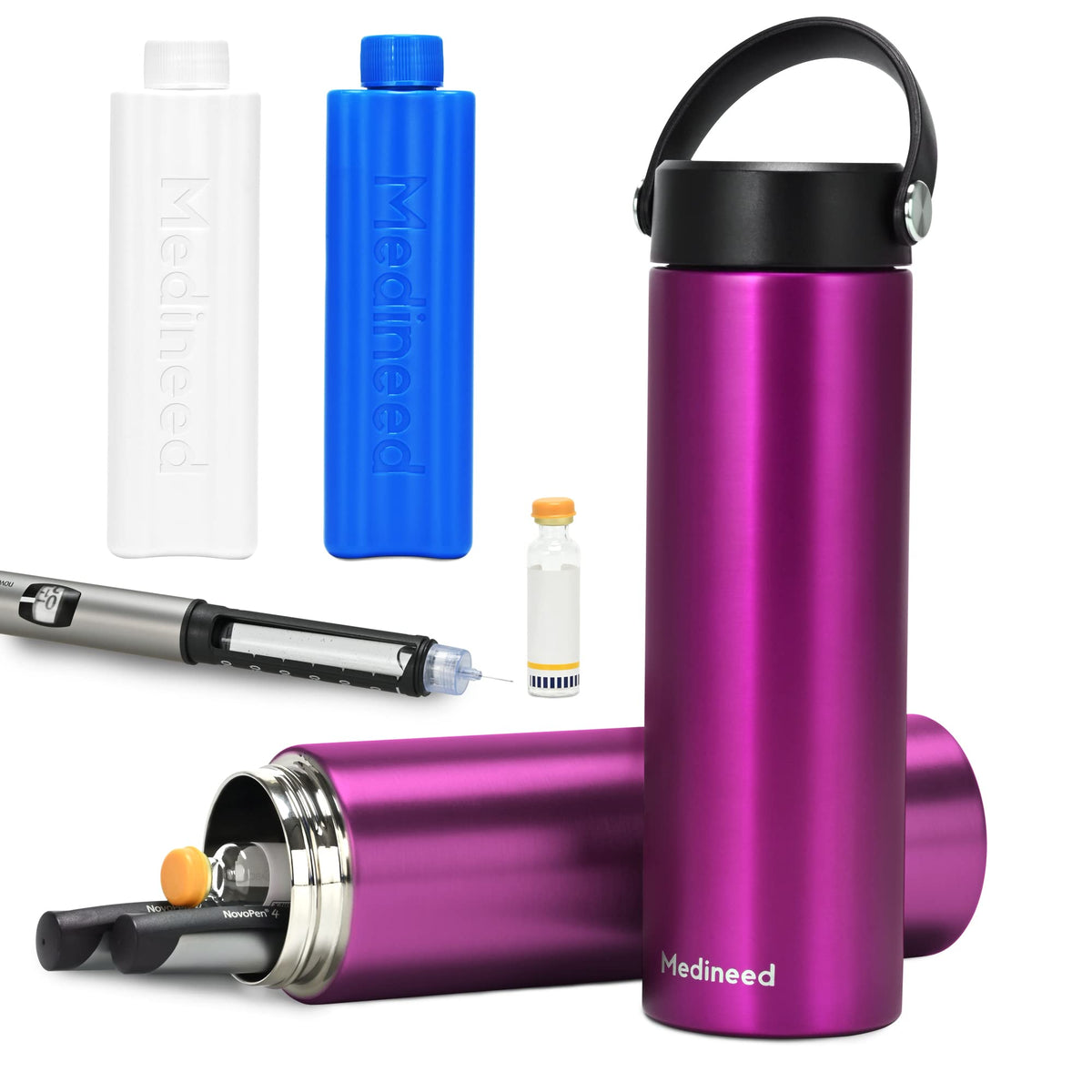 Medineed insulin cooler travel case with blue ice pack keeps meds cool
