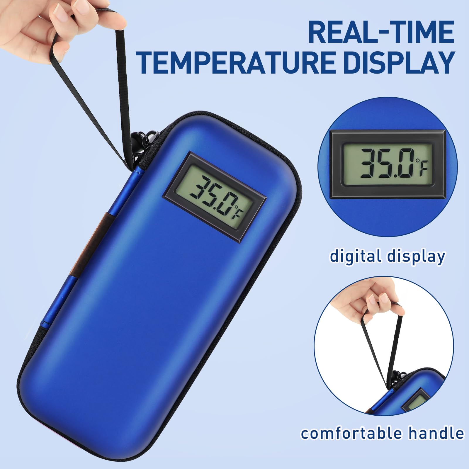 Medineed insulin cooler travel case blue, multi-layer insulation protects diabetes supplies.