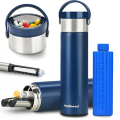 Medineed insulin cooler travel case blue keeps meds cool on trips