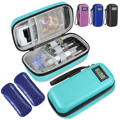Medineed insulin cooler travel case Seafoam real-time temperature display for monitoring