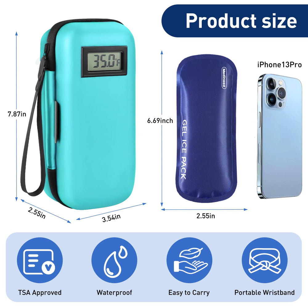 Medineed insulin cooler travel case Seafoam travel-ready for daily use