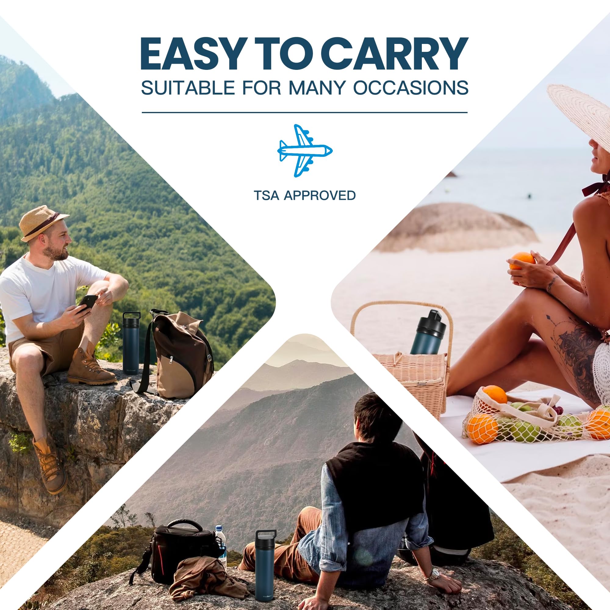 Medineed stainless steel exterior provides durable protection against heat during travel.