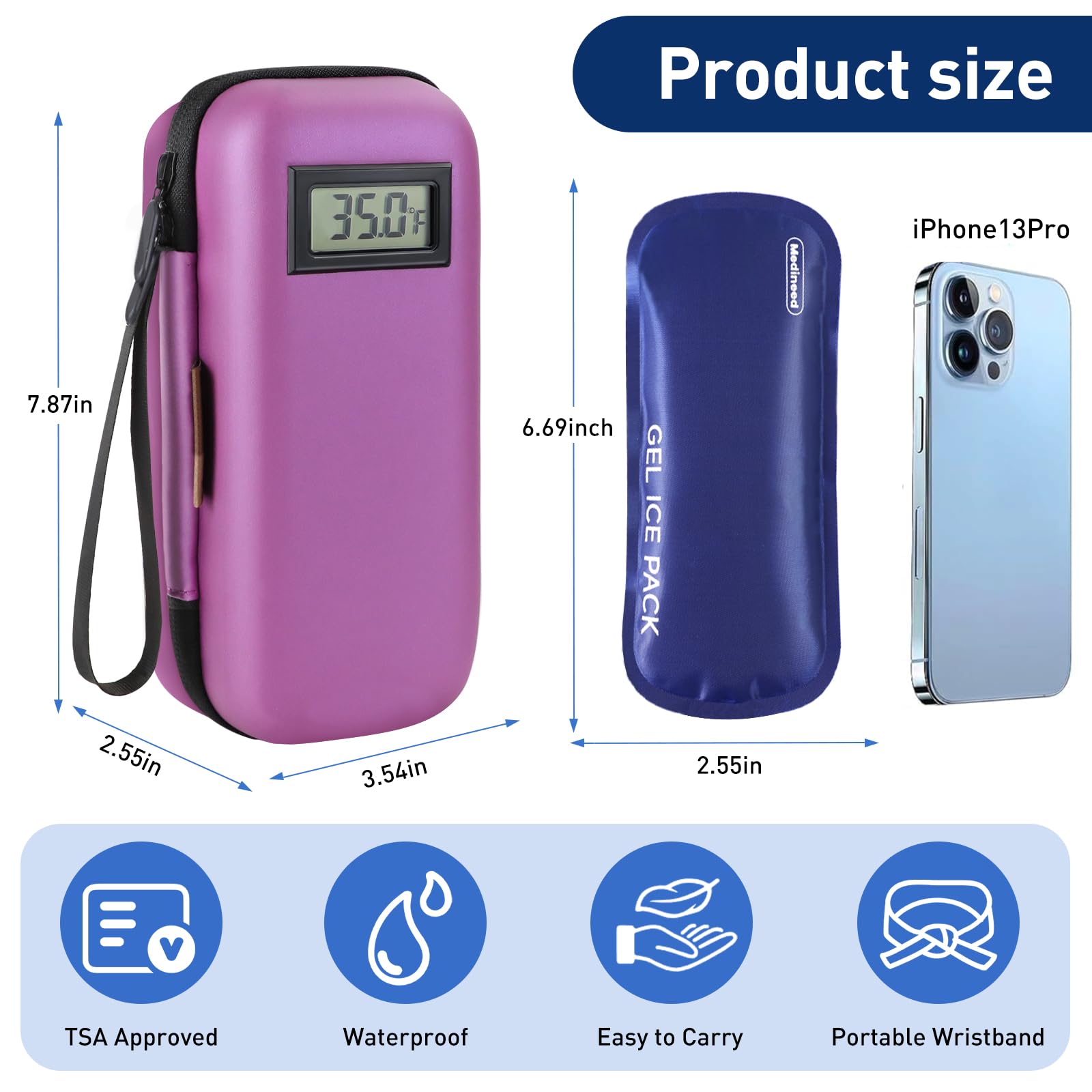 Medineed insulin cooler travel case TSA approved for easy airport travel.