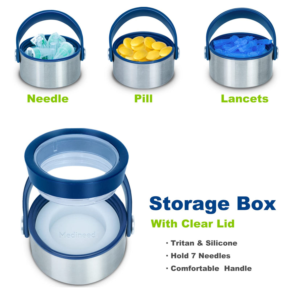 Medineed 3-pen insulin case with top compartment for refrigeration items