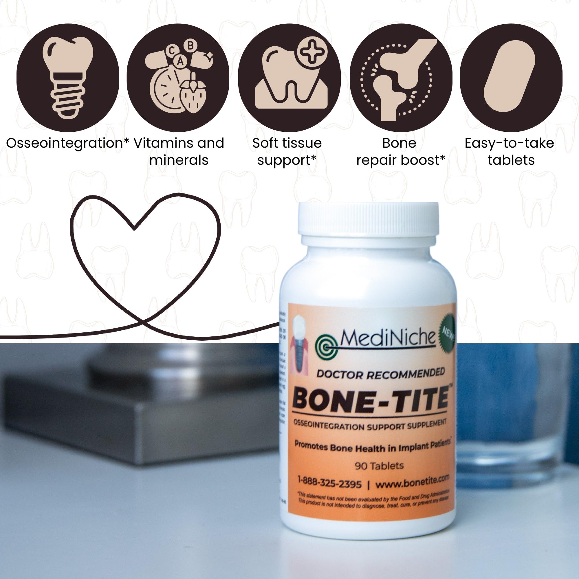 Packaging outer box of MediNiche Bone-Tite with supplement information