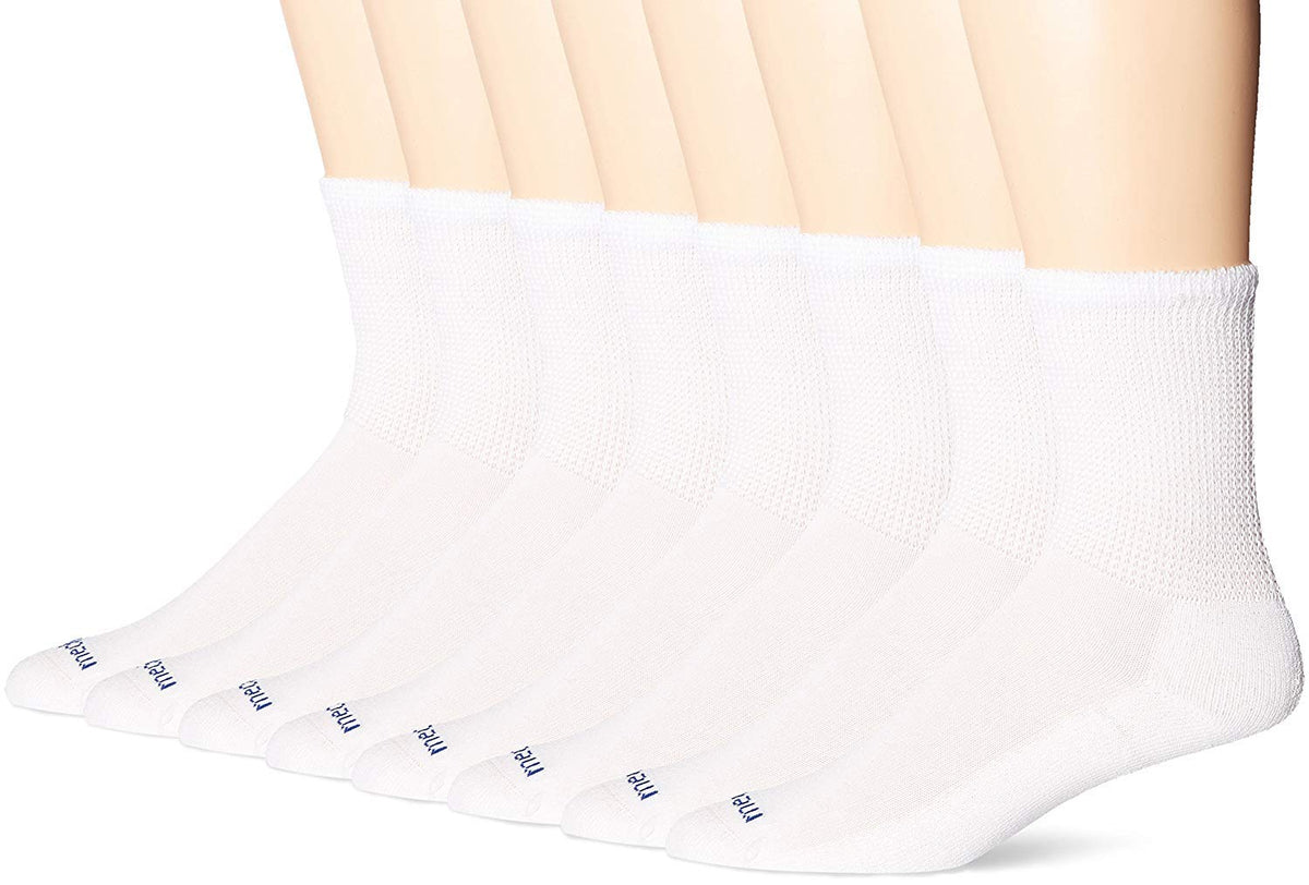 MediPeds men's diabetic extra-wide non-binding top crew sock with COOLMAX for dry, comfortable feet.