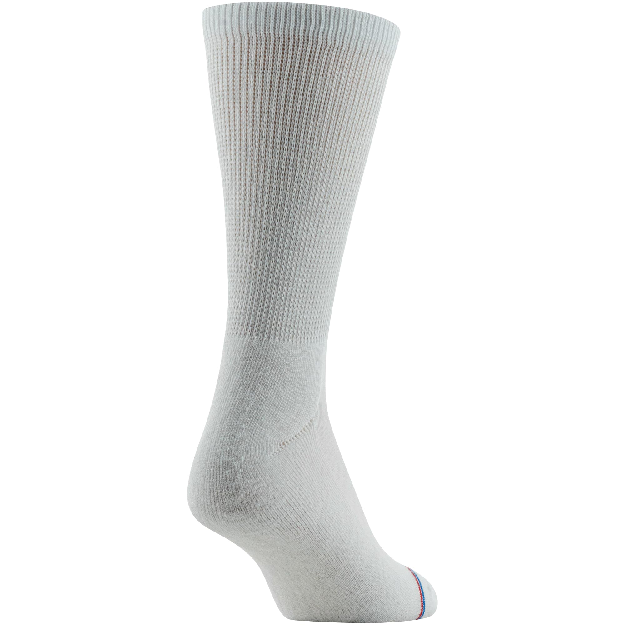 MediPeds white crew socks showing a smooth toe seam for comfort