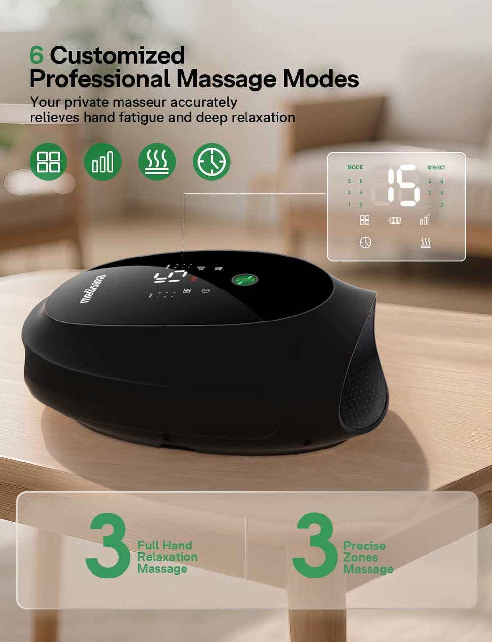Medisana Hand Massager five-finger compression targets finger joints and knuckles
