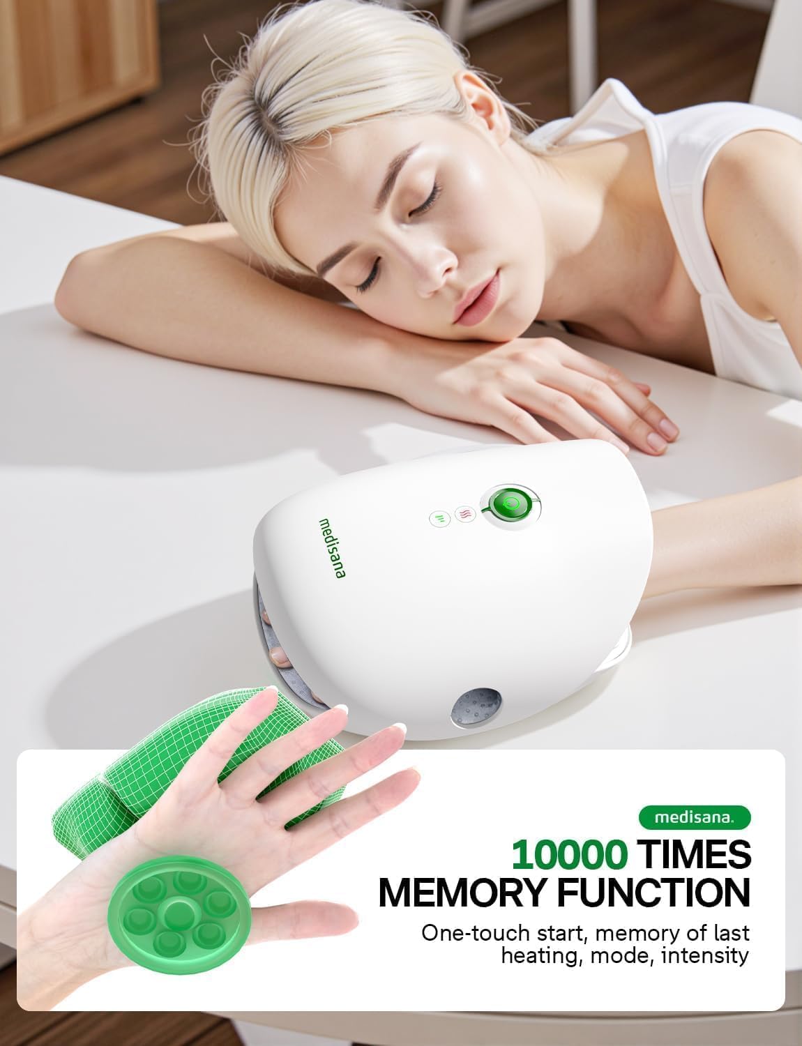 Medisana hand massager three intensity levels for customized pressure