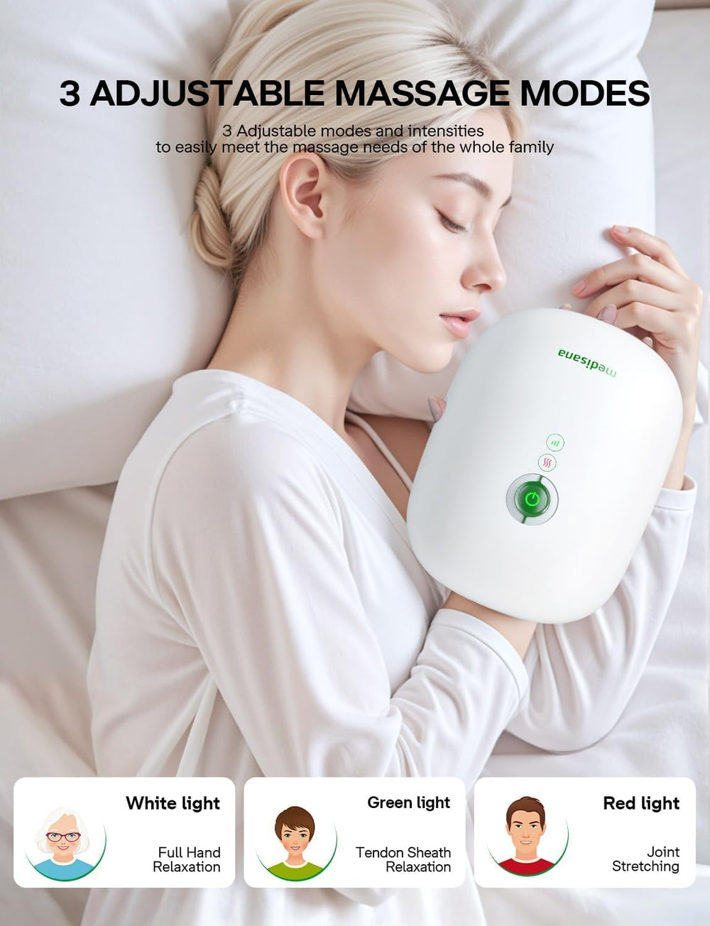 Medisana hand massager USB Type C charging port for quick recharges