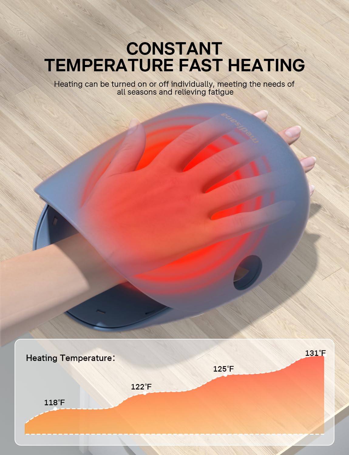 Medisana hand massager charging via USB-C for cordless convenience