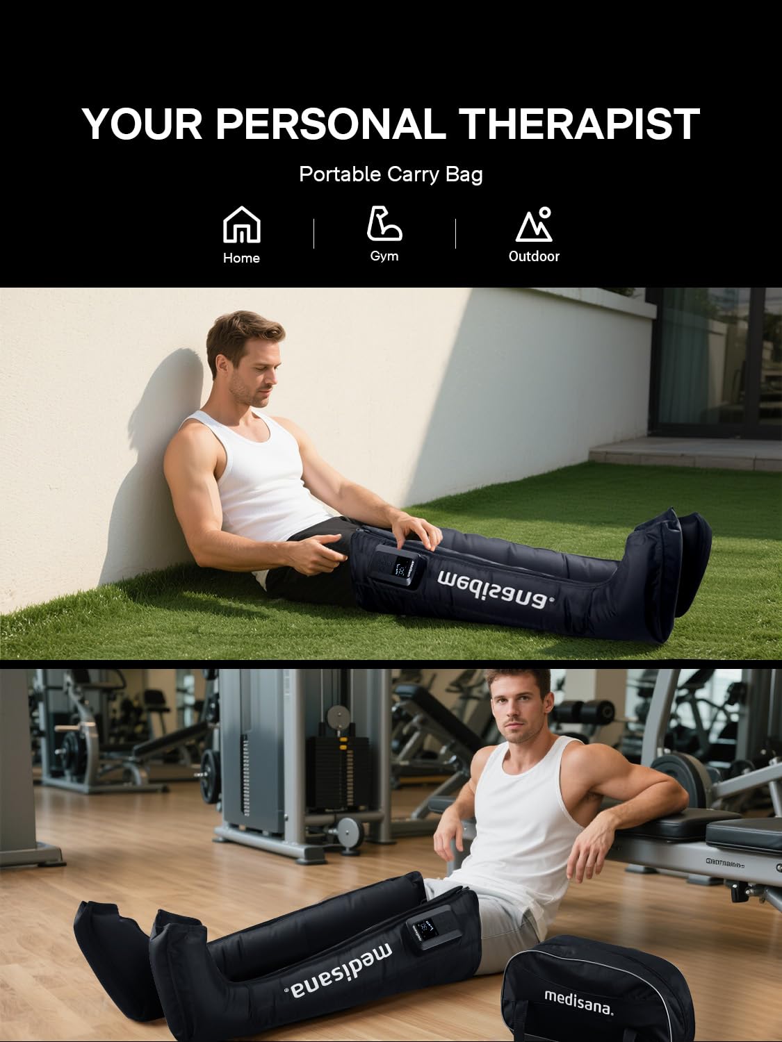 Medisana Leg Compression Massager auto-fit sensor ensures safe, personalized fit