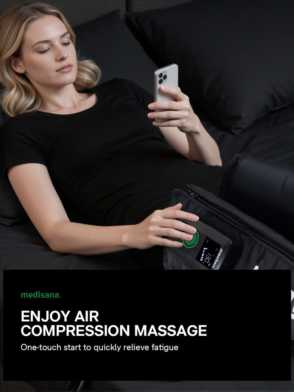 Medisana Leg Compression Massager cordless design enables recovery anywhere