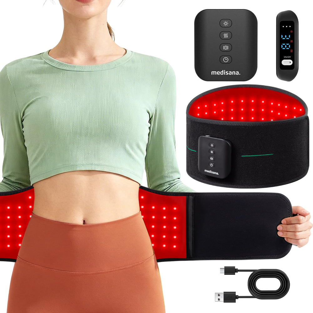 Medisana red light therapy belt front view showing portable design