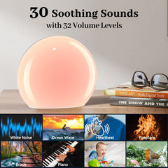 Meditation night light with 12 colors creating a warm bedtime atmosphere.