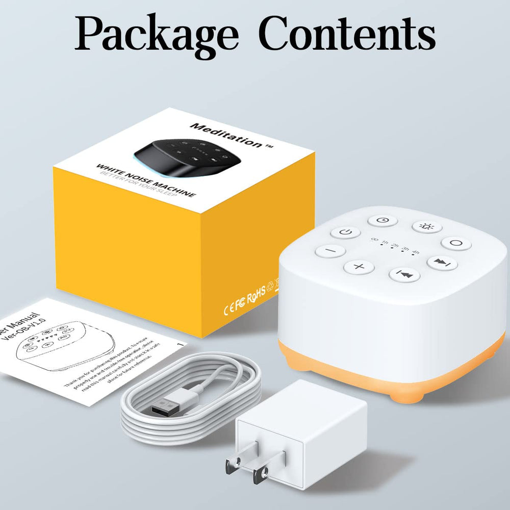 Meditation package includes AC adapter and USB cable for immediate setup