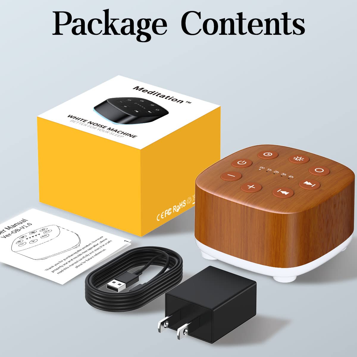Meditation White Noise Machine auto-off timer 4 hours for flexible scheduling.