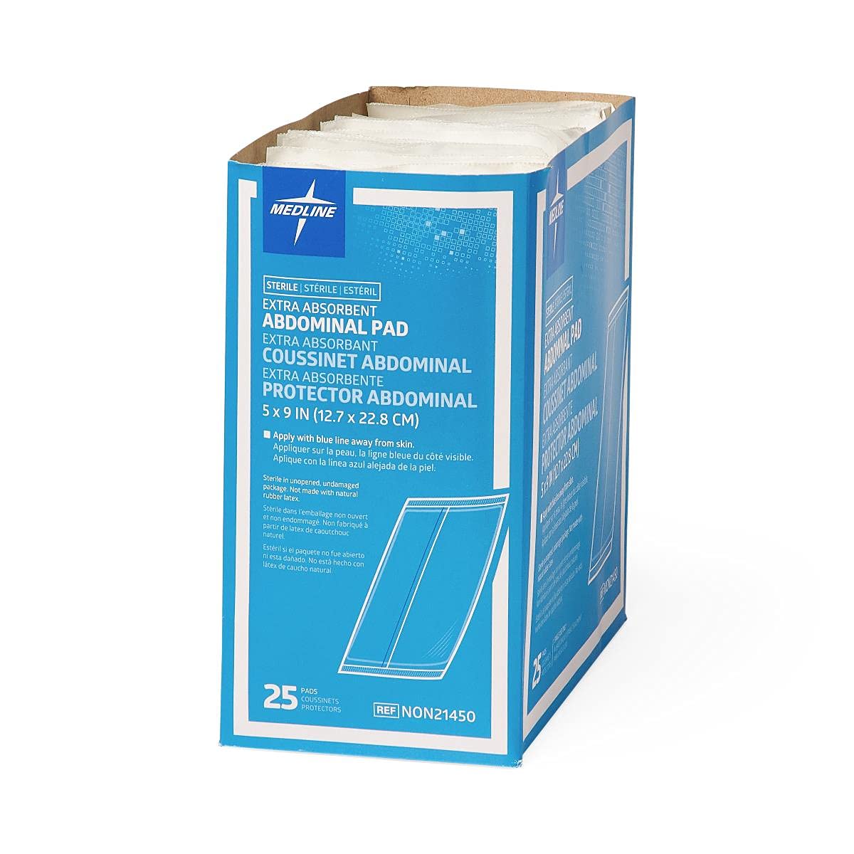 Medline sterile abdominal pad disperses fluids to limit pooling