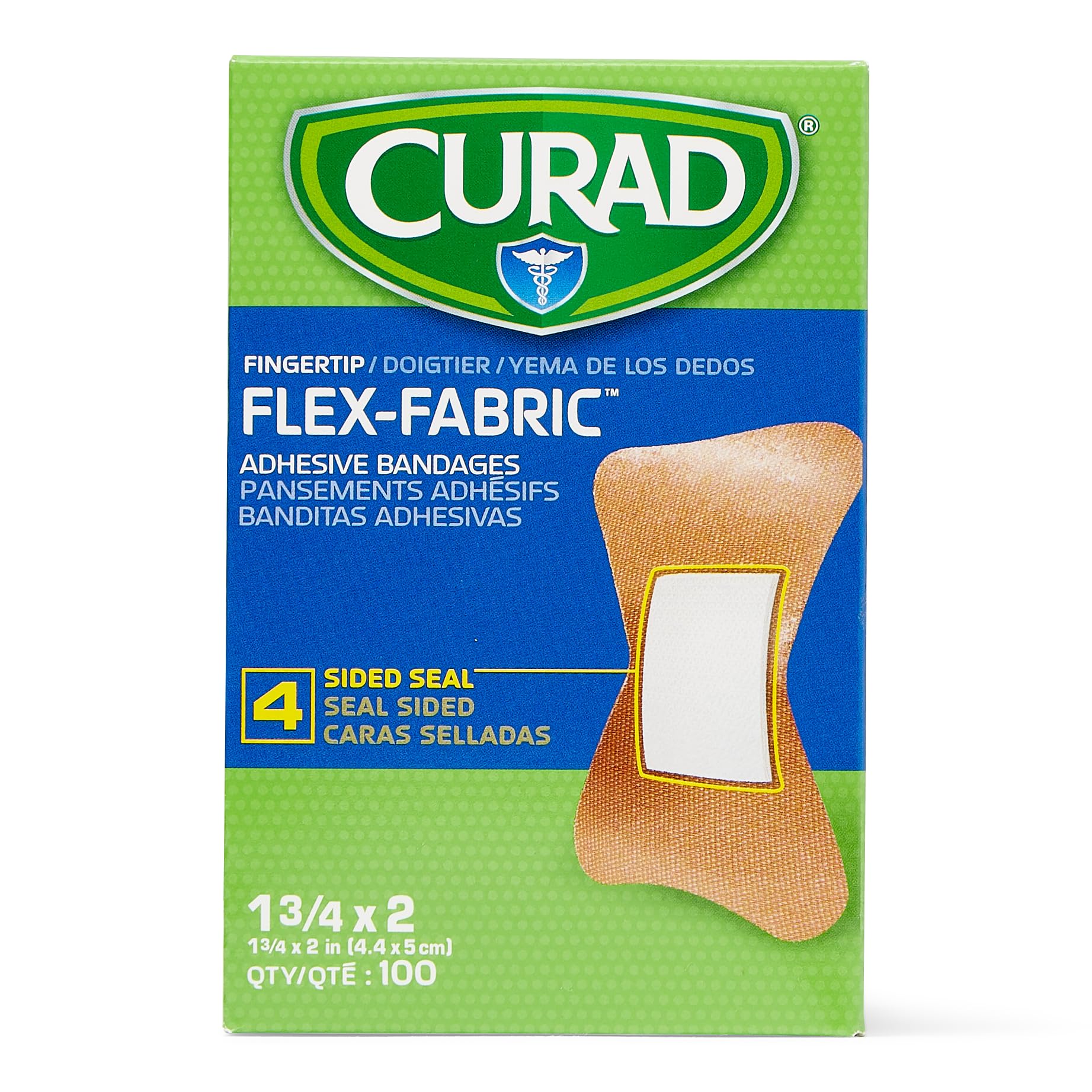 Medline CURAD Flex-Fabric vendajes, caja visible para uso diario.