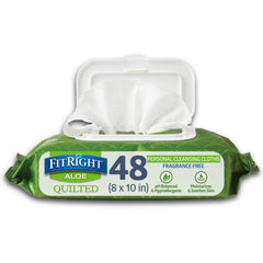Toallitas Medline FitRight Aloe sin fragancia con tapa abatible, uso diario.