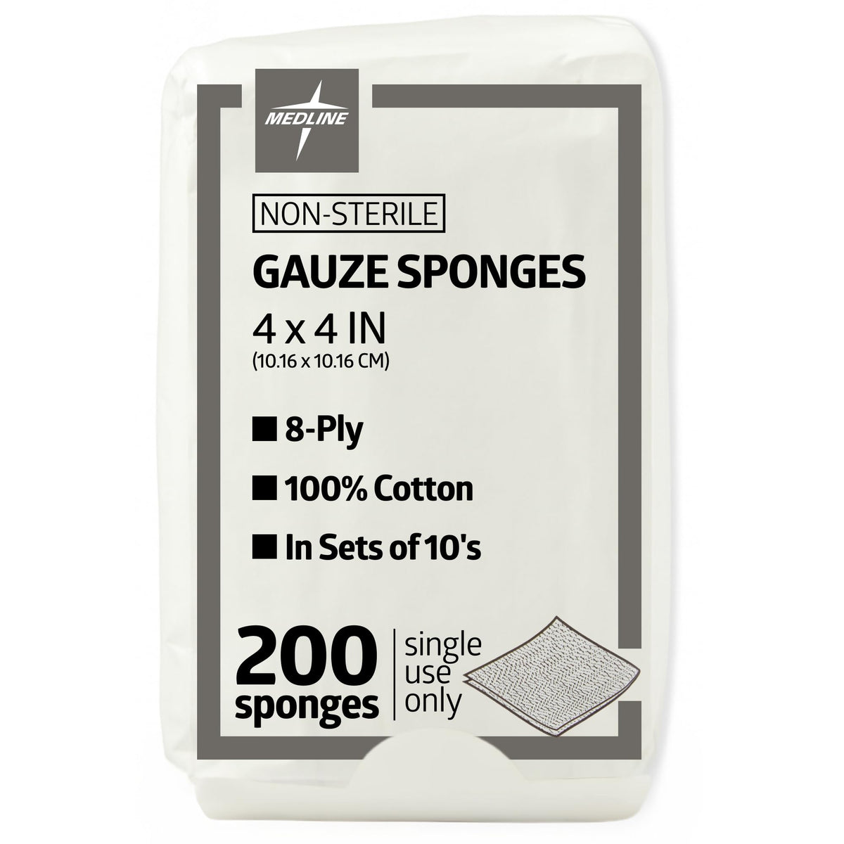 Medline gauze sponges 4x4 inch 8-ply for reliable wound dressing