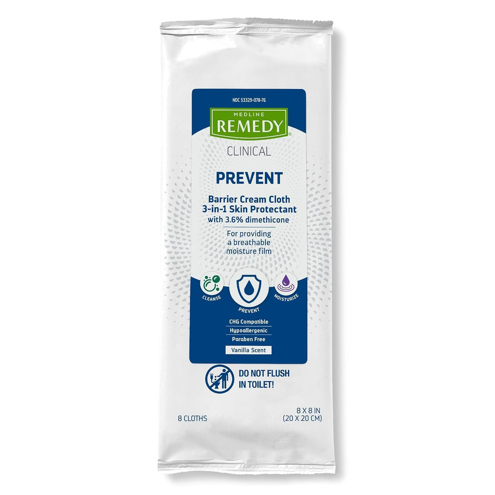 Closeup of textured Medline Remedy 3-in-1 barrier cloth for gentle cleansing