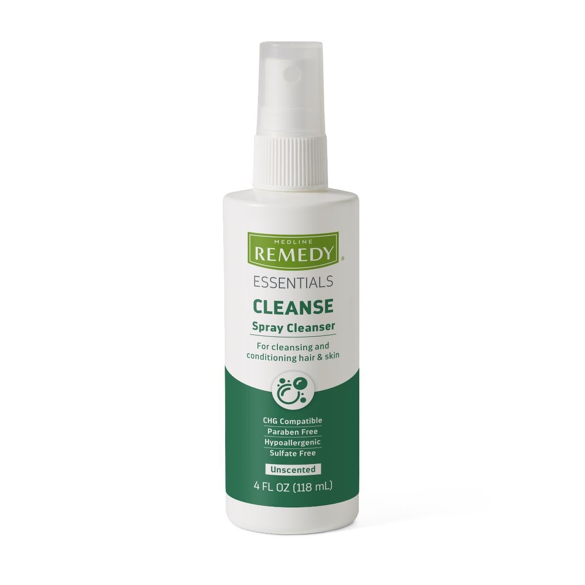 Medline Remedy Essentials no-rinse body cleanser bottle spray for quick, gentle clean-up without irritation