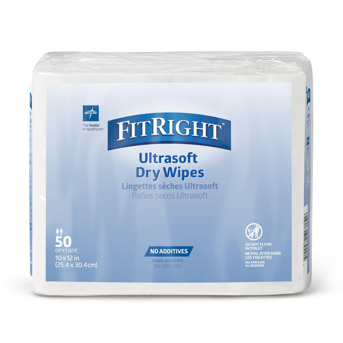 Medline Ultrasoft wipes packaging highlights gentle, water-activated cleansing for sensitive skin.