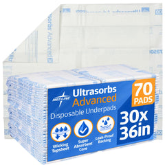 Medline Ultrasorbs Advanced Drypad pack shielding beds and furniture from moisture.