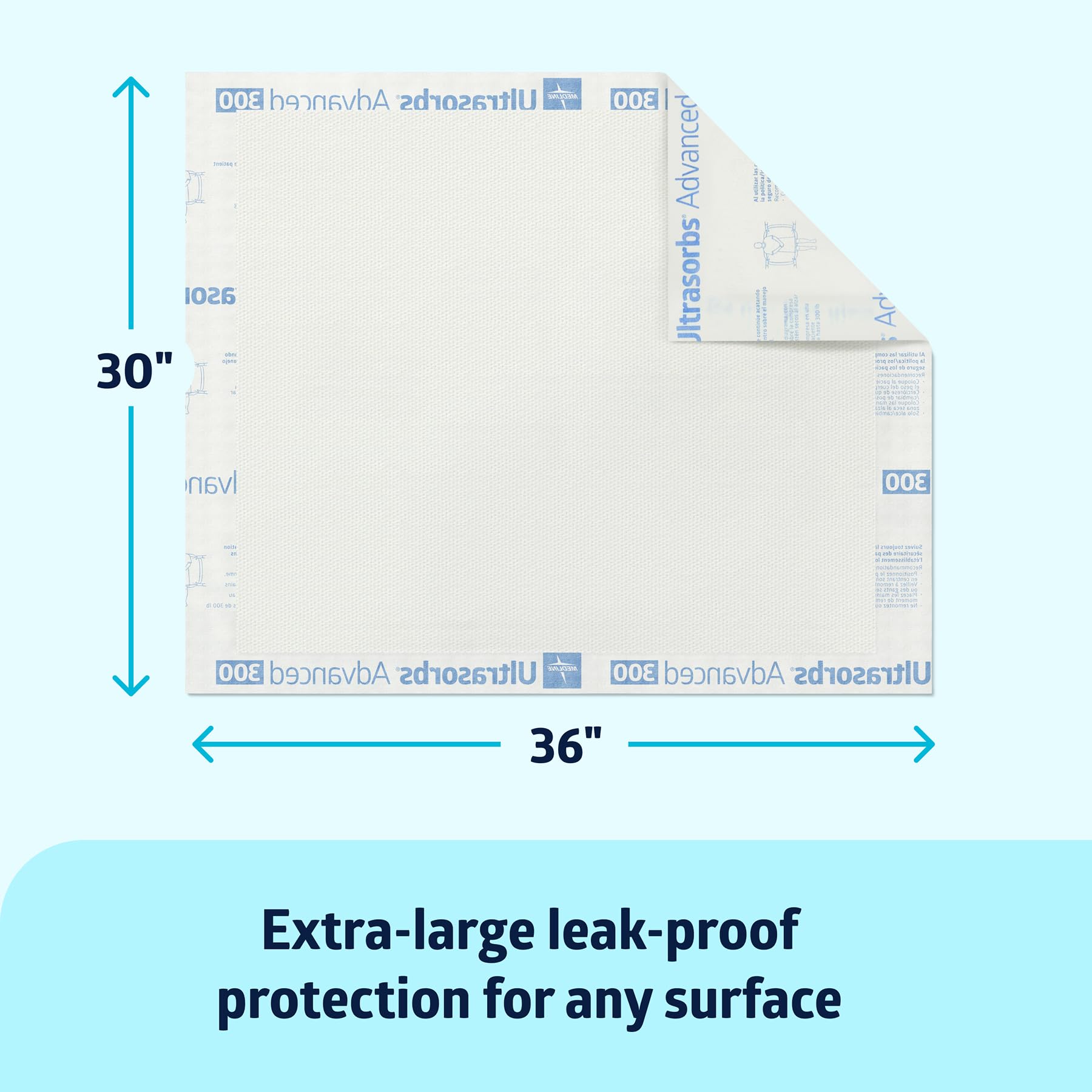 Medline Ultrasorbs Advanced Drypad soft outer fabric reduces friction and wick moisture.