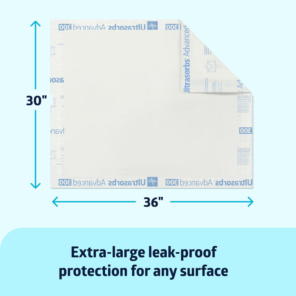Medline Ultrasorbs Advanced Drypad soft outer fabric reduces friction and wick moisture.