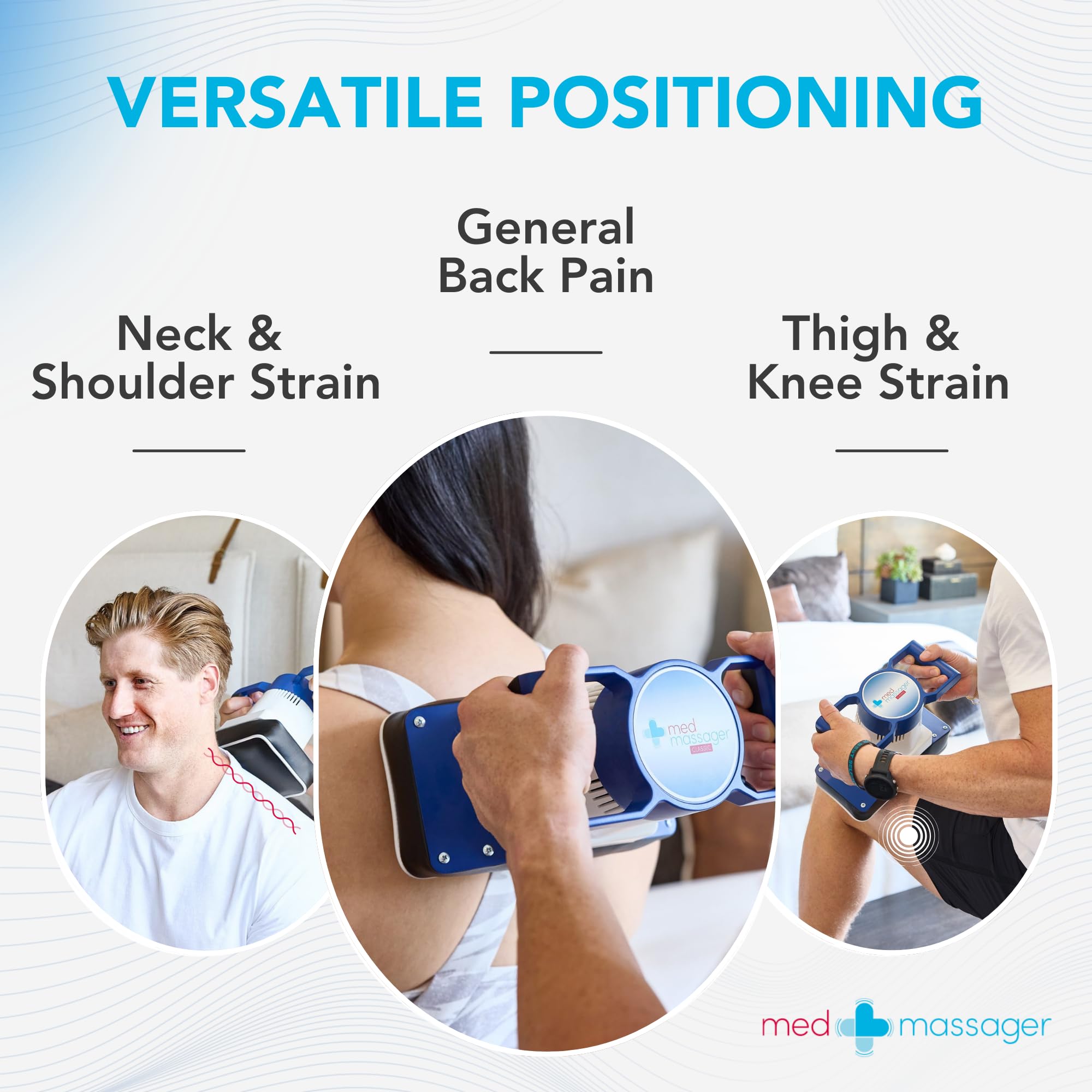 Compact design of MedMassager Classic fits on a table for quick therapy