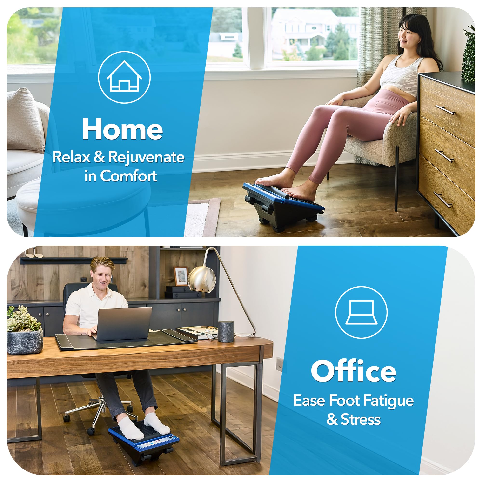 MedMassager Foot Massager Classic under-desk setup for convenient therapy
