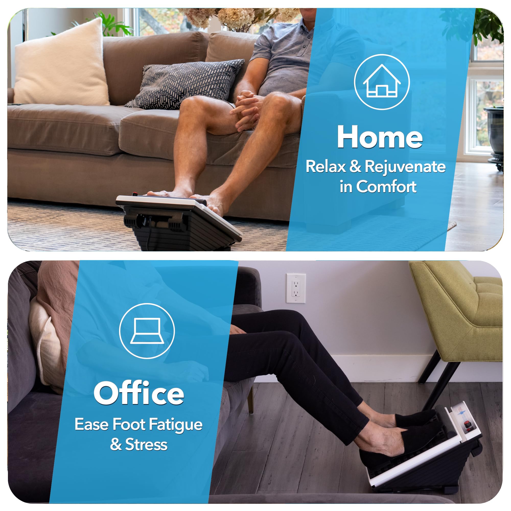 MedMassager Foot Massager Plus in use by a relaxed user