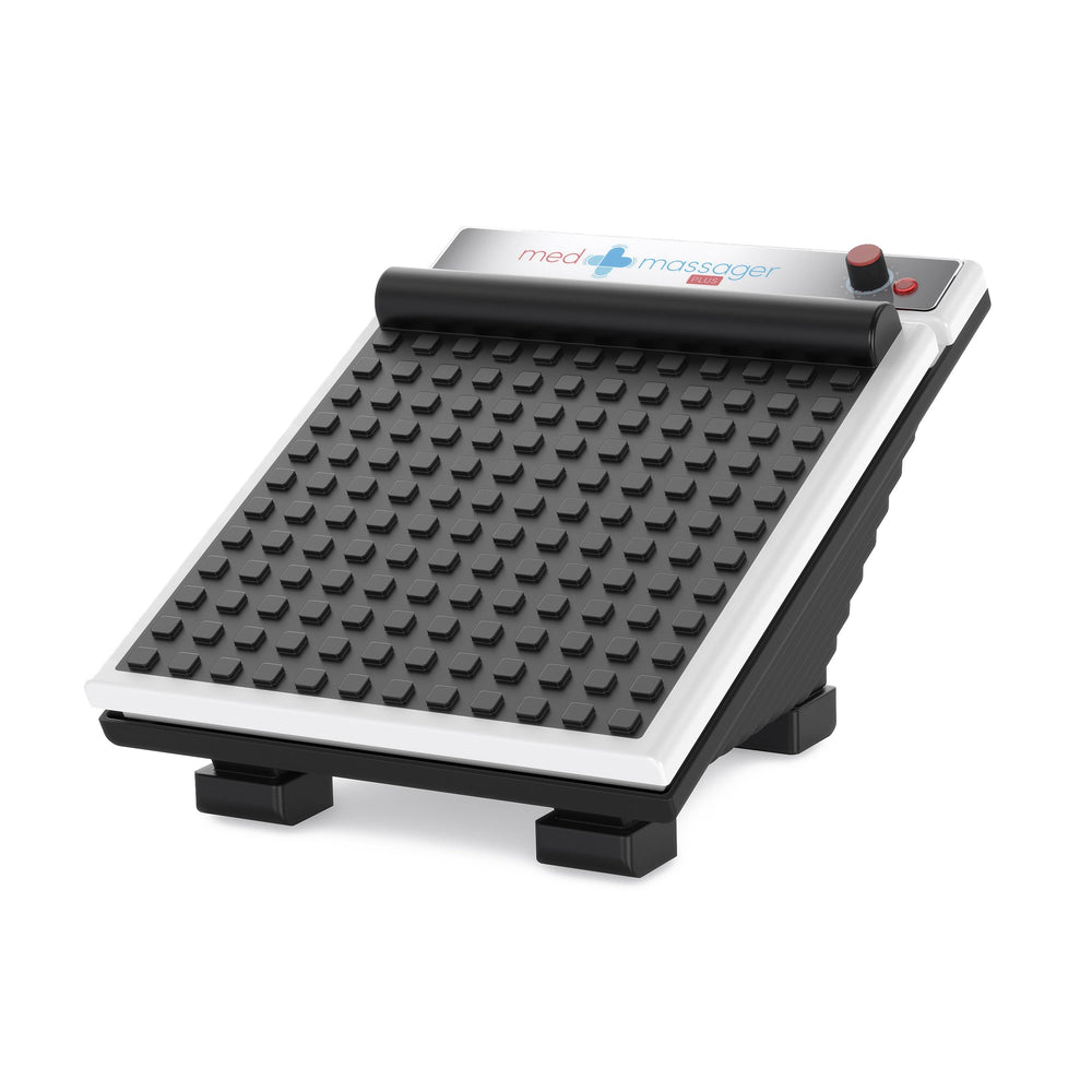 MedMassager Foot Massager Plus underside view shows compact design for easy home storage