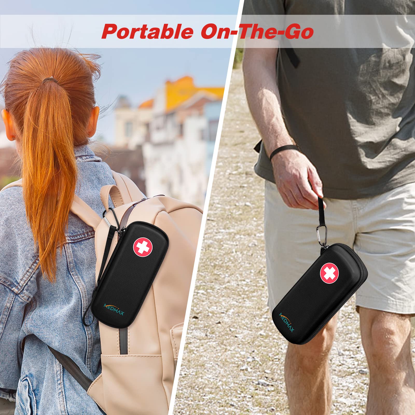 MEDMAX Epipen case interior pockets keep EpiPens and inhaler organized
