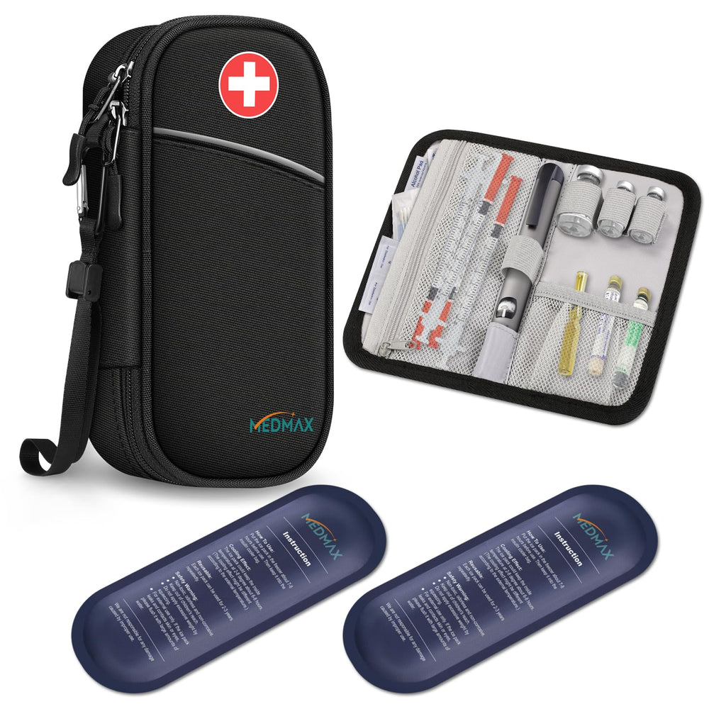 MEDMAX insulin cooler travel case front view for compact diabetic supplies organization